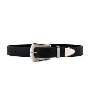 B-Low the Belt Black Leather Belt with Silver Western Buckle